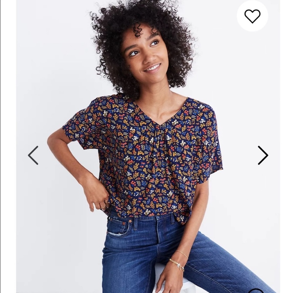 Madewell Navy Blue Rhyme Top Floral Blouse